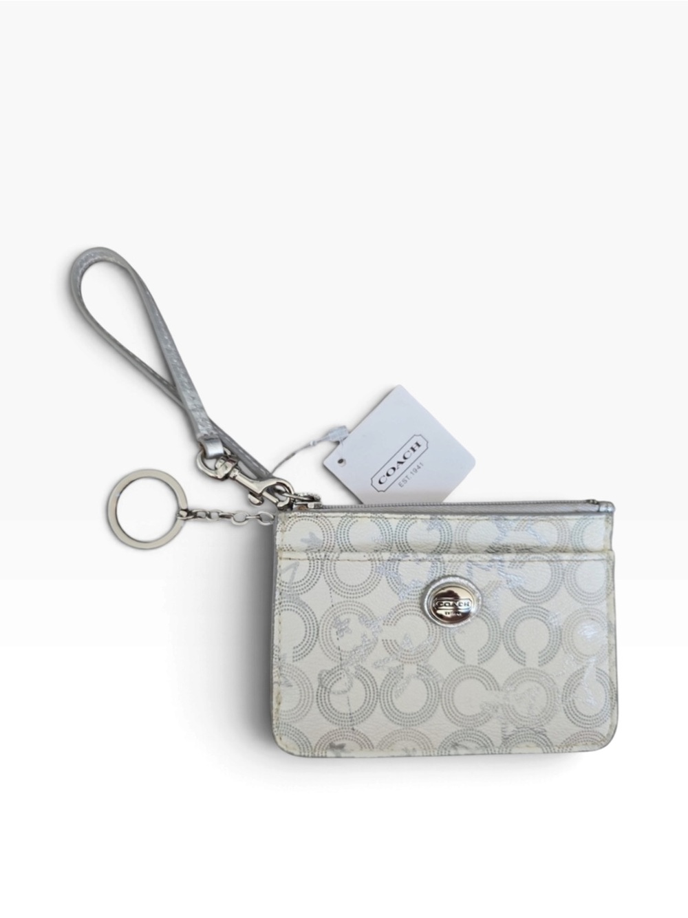Coach Peyton Signature Mini Skinny ID Case Wallet Keychain NWT (Flawed)